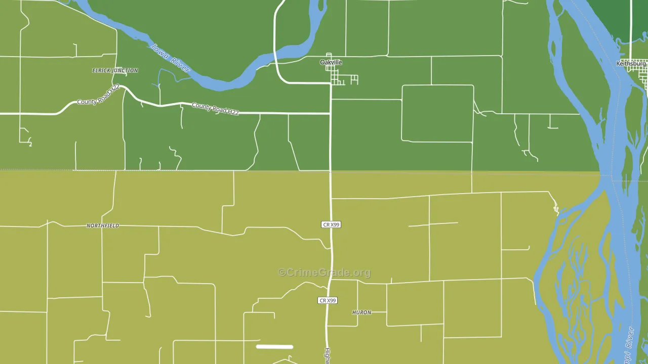 Oakville, IA Map of Vehicle Theft Rates