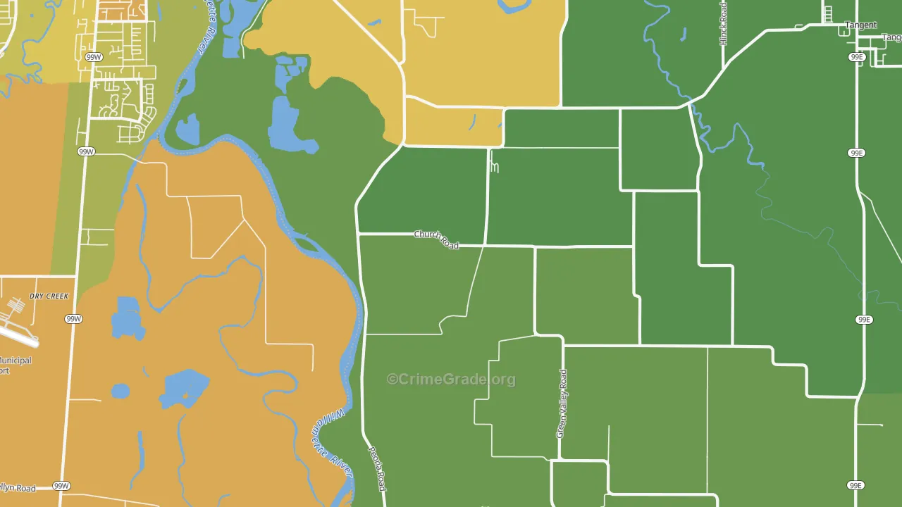 Oakville, OR Map of Vehicle Theft Rates