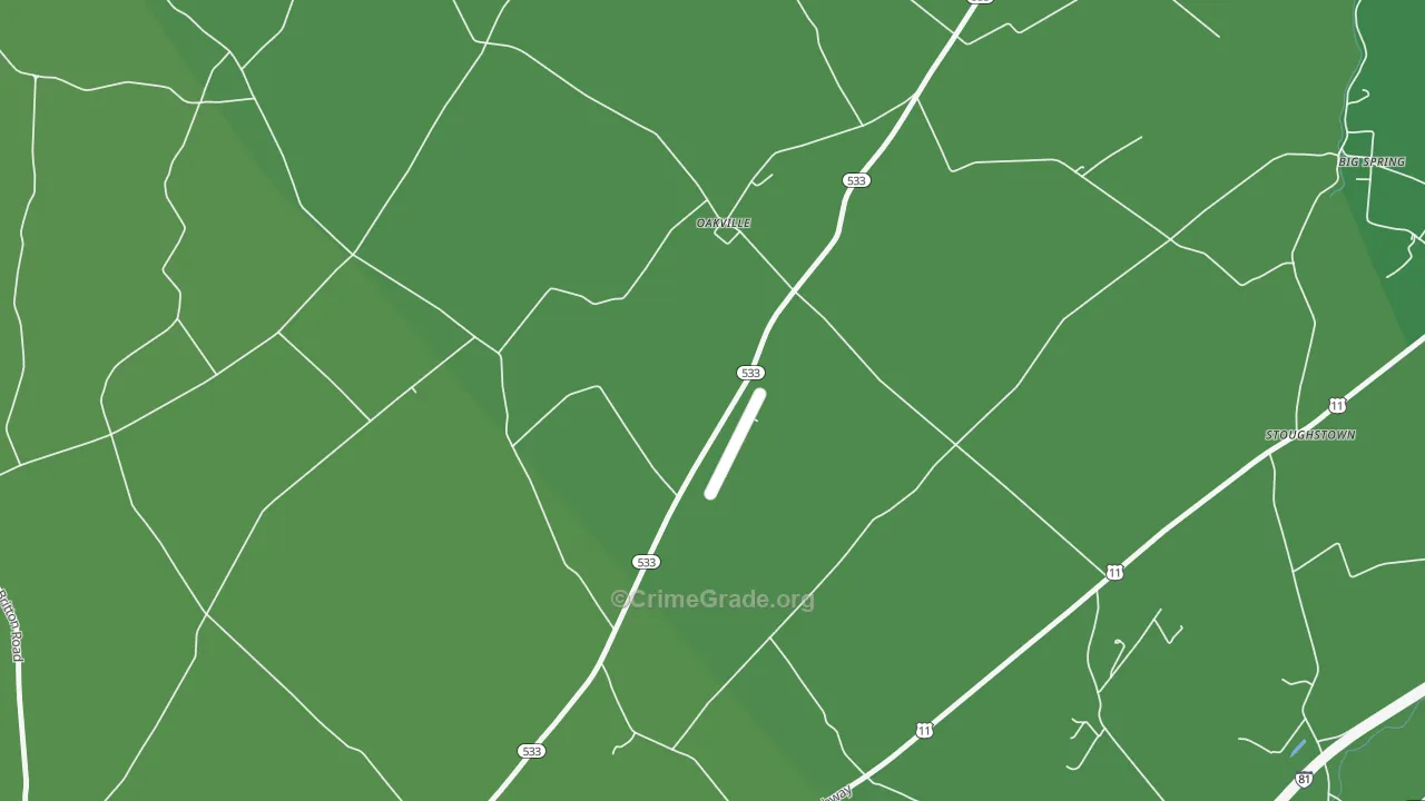 Oakville, PA Map of Vehicle Theft Rates