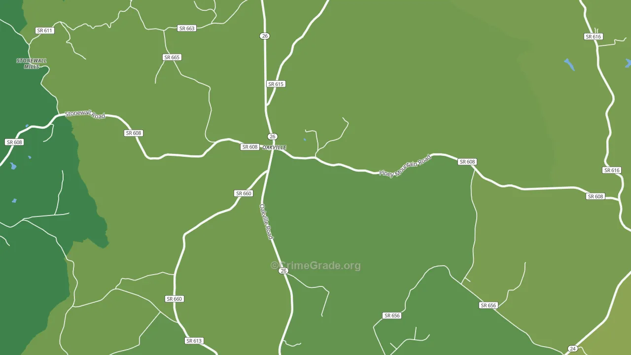 Oakville, VA Map of Vehicle Theft Rates