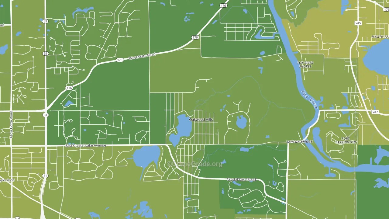 Oakwood Hills, IL Map of Vehicle Theft Rates