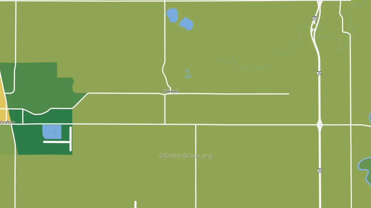 Oakwood, ND Map of Vehicle Theft Rates