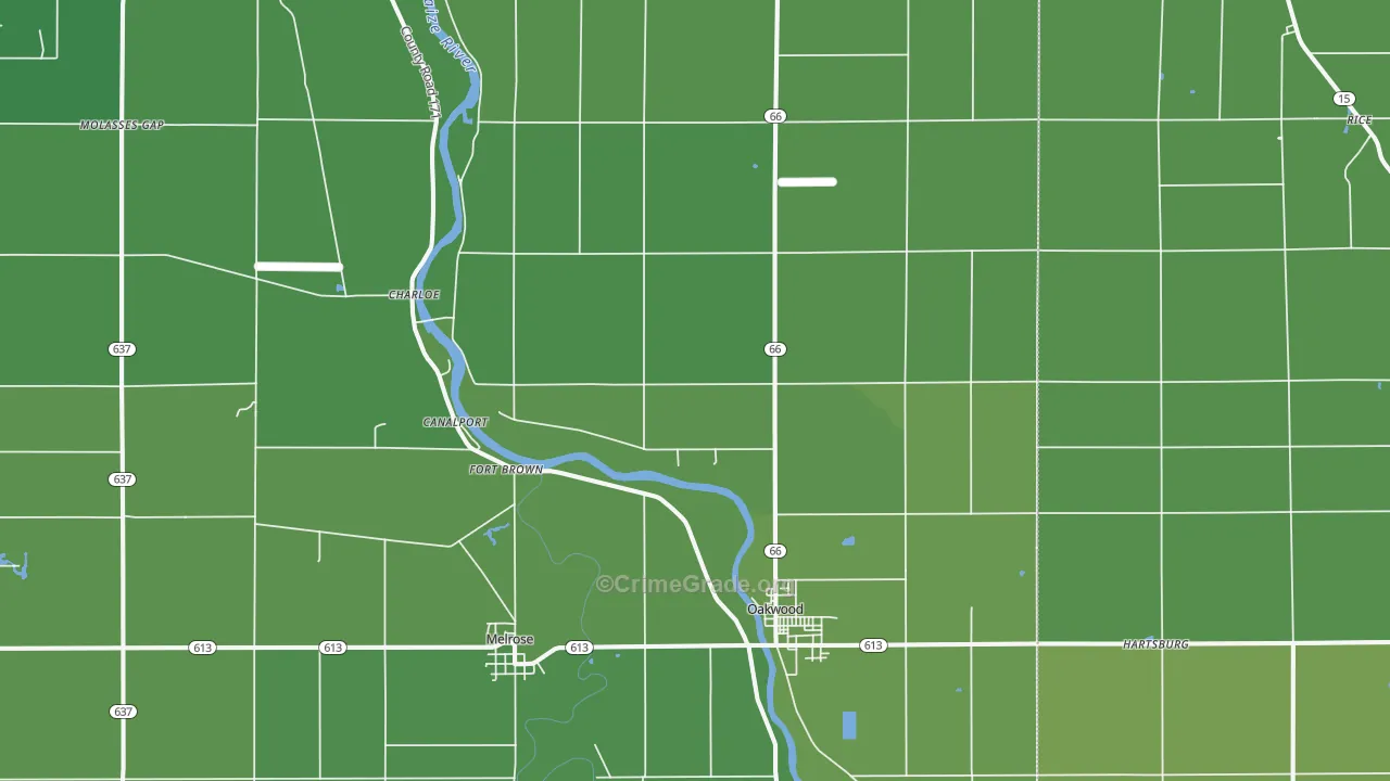 Oakwood, OH Map of Vehicle Theft Rates