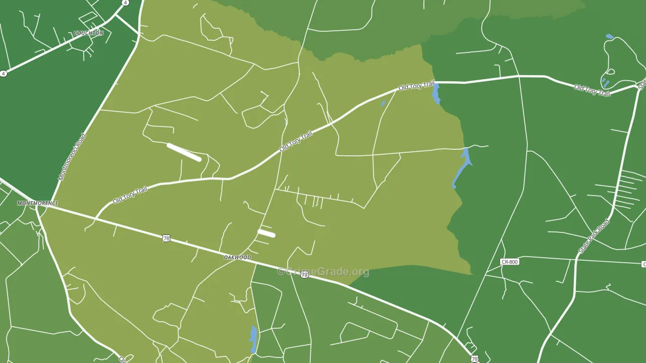 Oakwood, SC Map of Vehicle Theft Rates