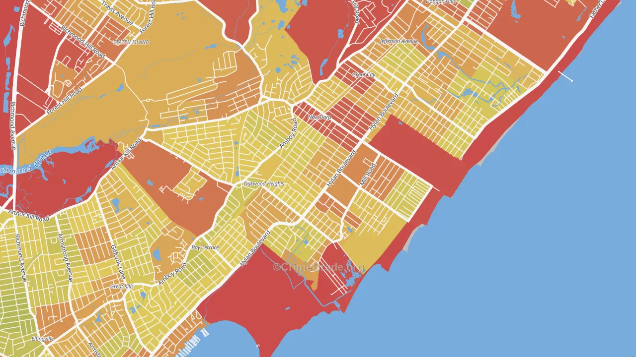 Oakwood, Staten Island, NY Map of Vehicle Theft Rates