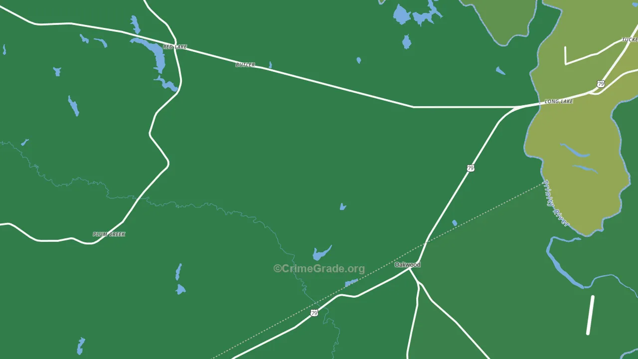 Oakwood, TX Map of Vehicle Theft Rates