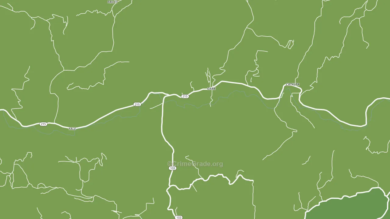 Oark, AR Map of Vehicle Theft Rates