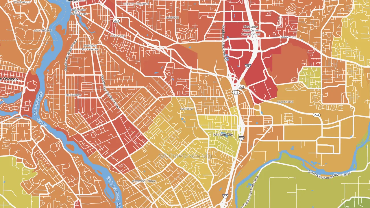 Oatfield, OR Map of Vehicle Theft Rates