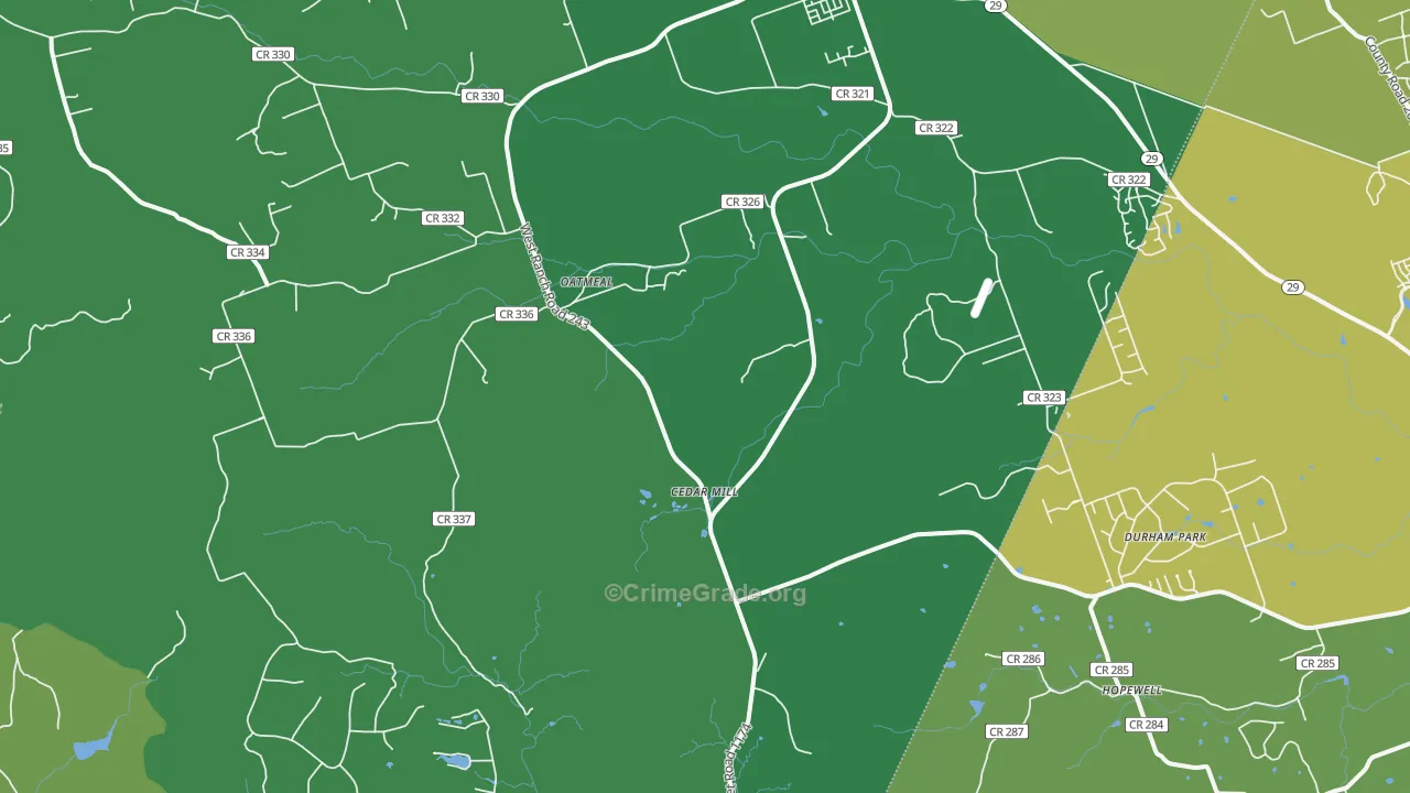 Oatmeal, TX Map of Vehicle Theft Rates