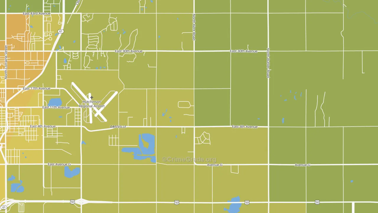 Obeeville, KS Map of Vehicle Theft Rates