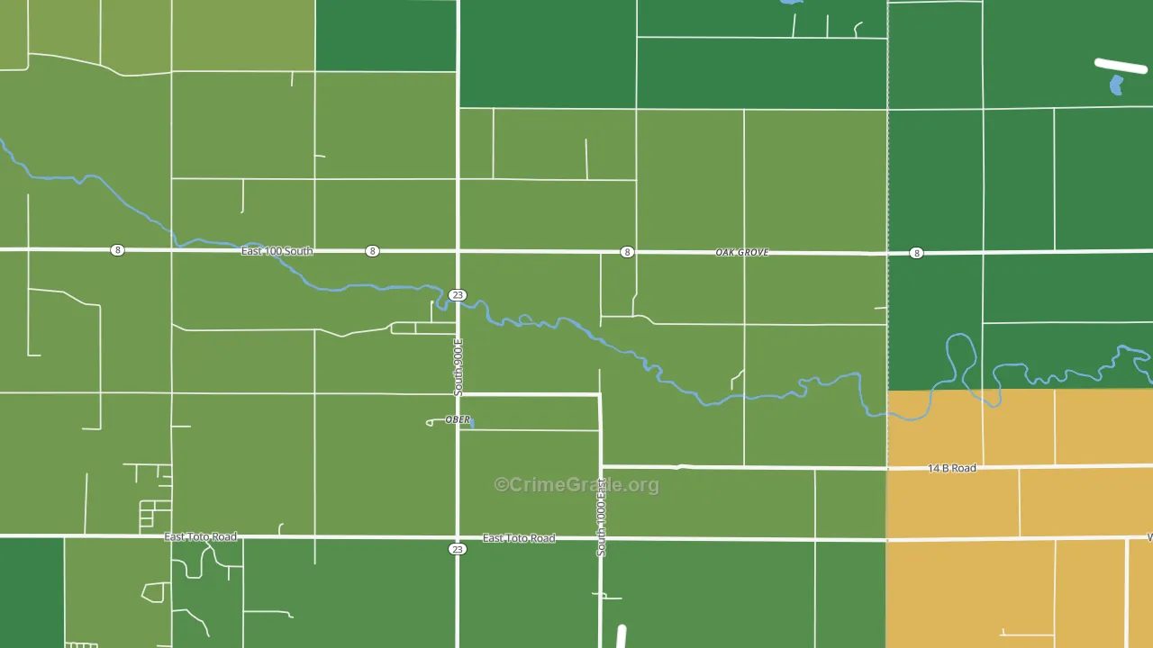 Ober, IN Map of Vehicle Theft Rates