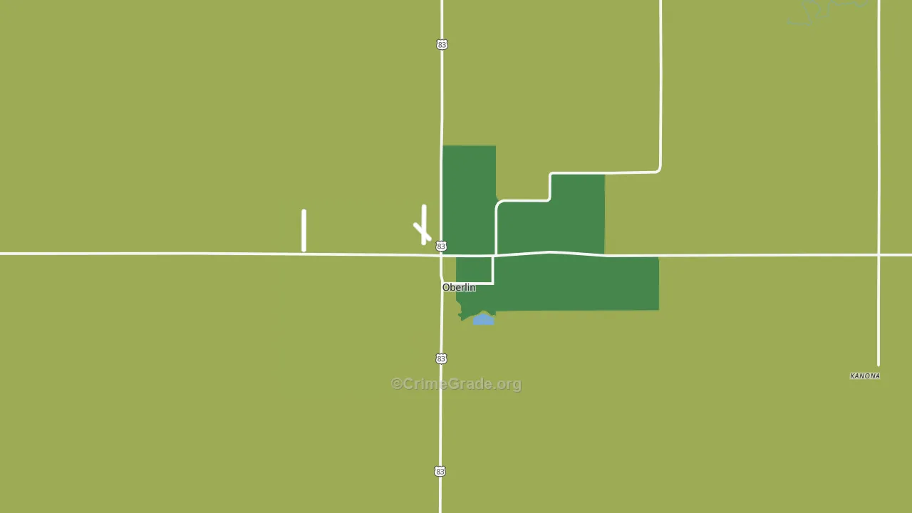Oberlin, KS Map of Vehicle Theft Rates