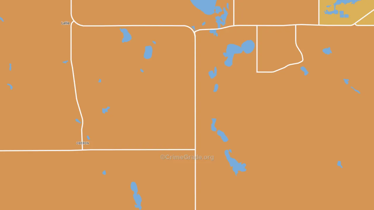 Oberon, ND Map of Vehicle Theft Rates