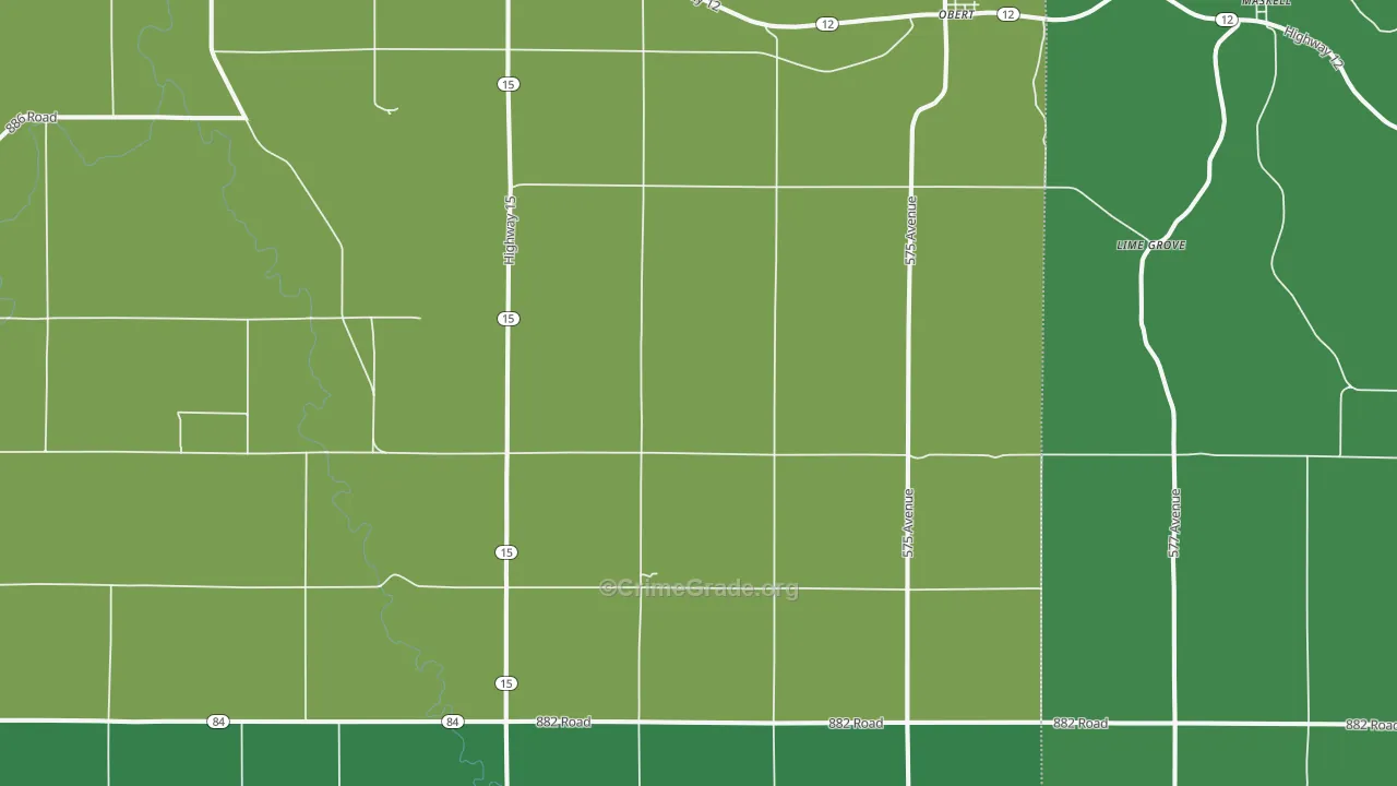Obert, NE Map of Vehicle Theft Rates