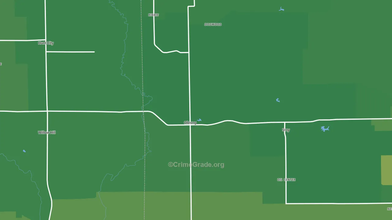 Oblong, IL Map of Vehicle Theft Rates