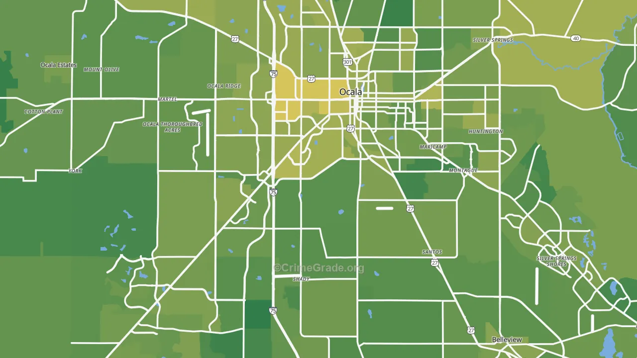 Ocala, FL Map of Vehicle Theft Rates