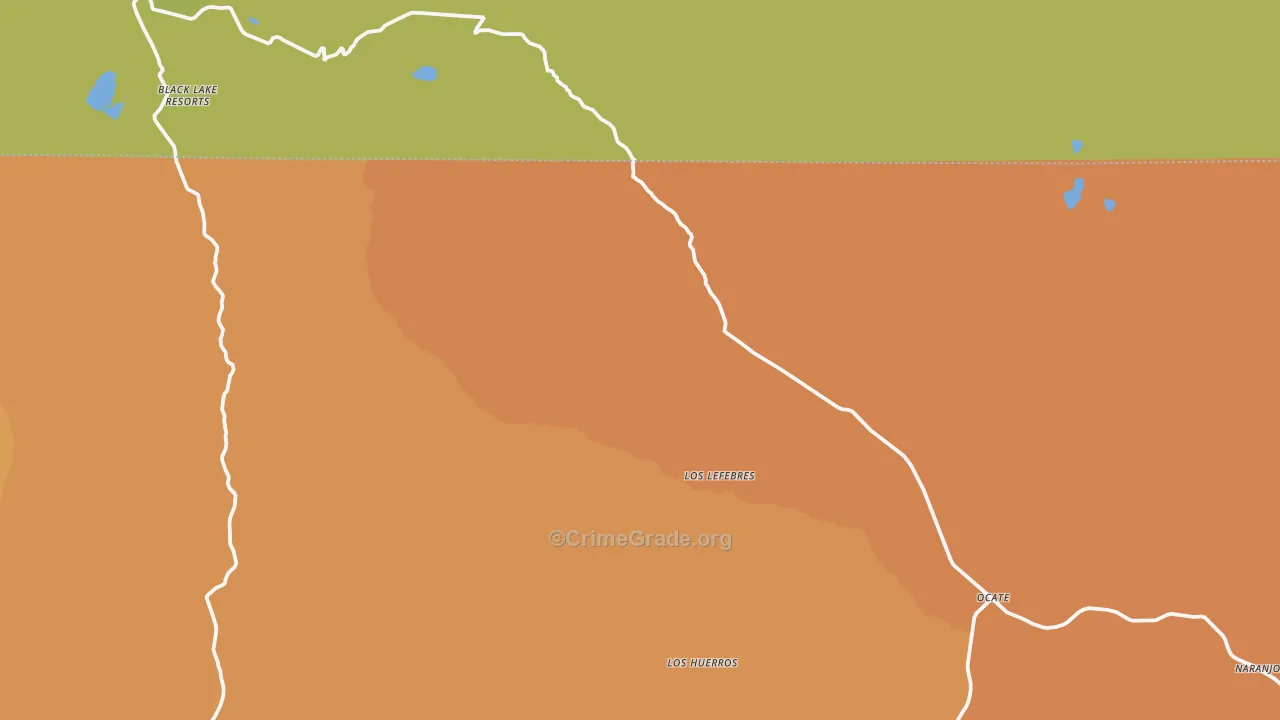 Ocate, NM Map of Vehicle Theft Rates