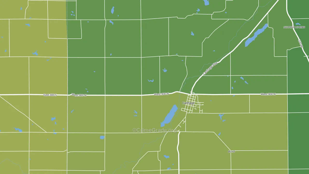 Occident, IN Map of Vehicle Theft Rates