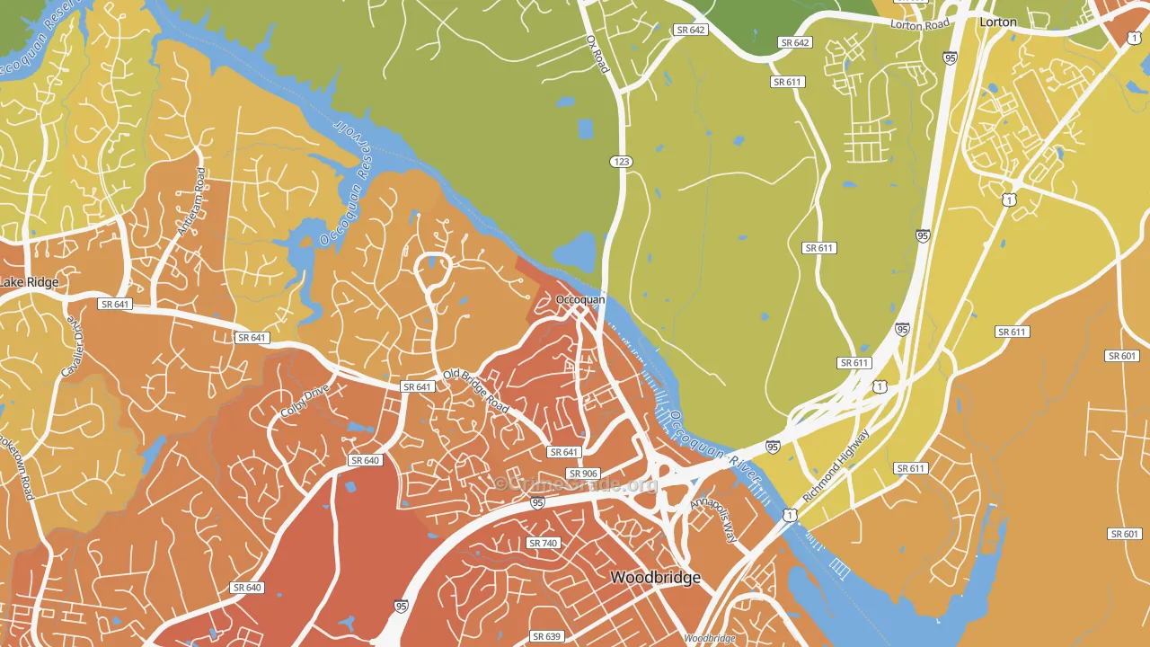 Occoquan, VA Map of Vehicle Theft Rates