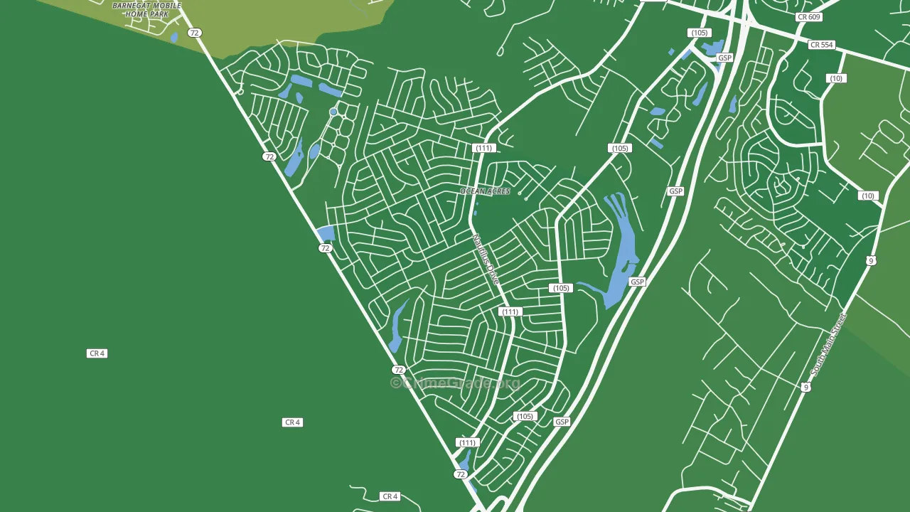Ocean Acres, NJ Map of Vehicle Theft Rates