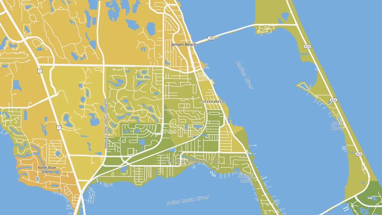 Ocean Breeze Park, FL Map of Vehicle Theft Rates