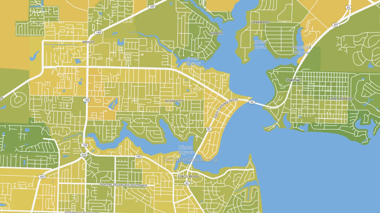 Ocean City, FL Map of Vehicle Theft Rates