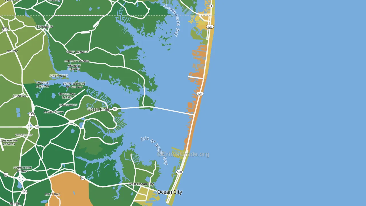 Ocean City, MD Map of Vehicle Theft Rates