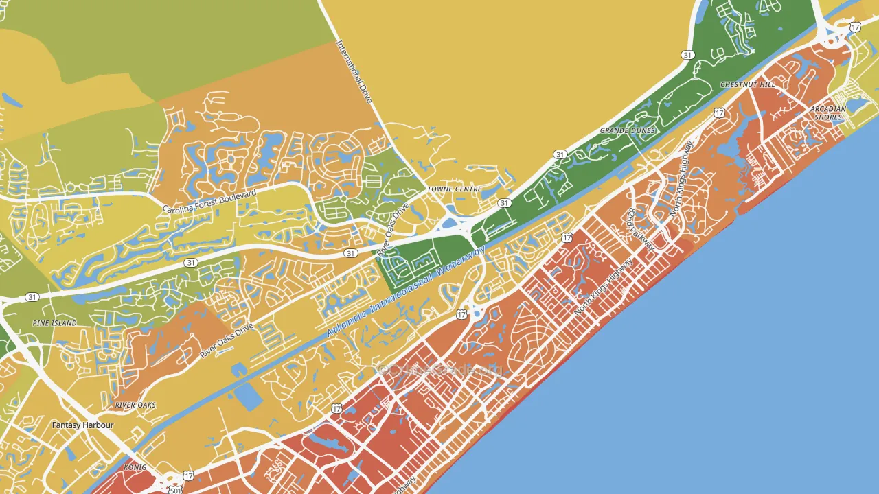 Ocean Forest, SC Map of Vehicle Theft Rates