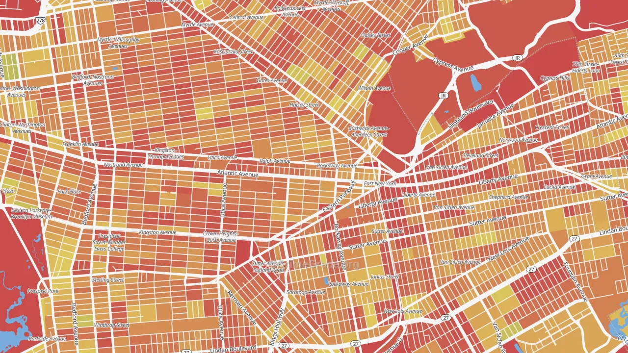 Ocean Hill, Brooklyn, NY Map of Vehicle Theft Rates