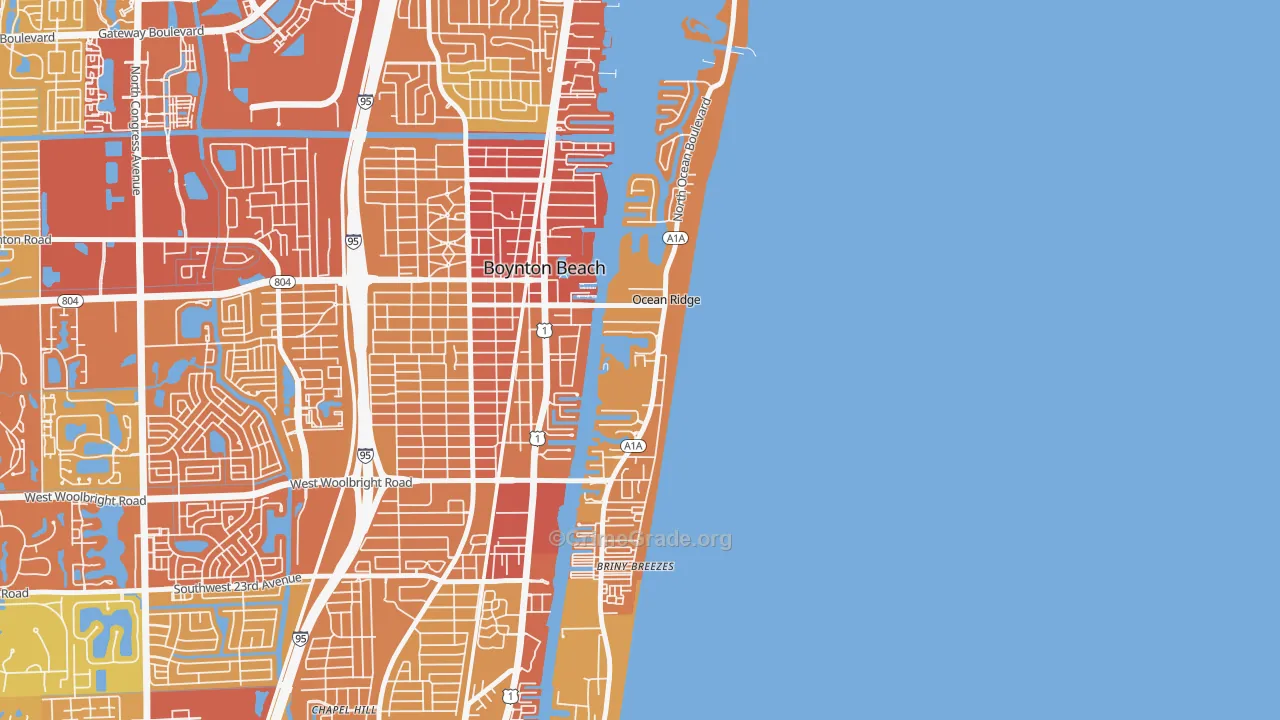 Ocean Ridge, FL Map of Vehicle Theft Rates