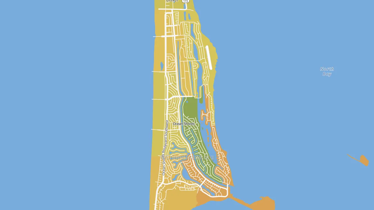 Ocean Shores, WA Map of Vehicle Theft Rates
