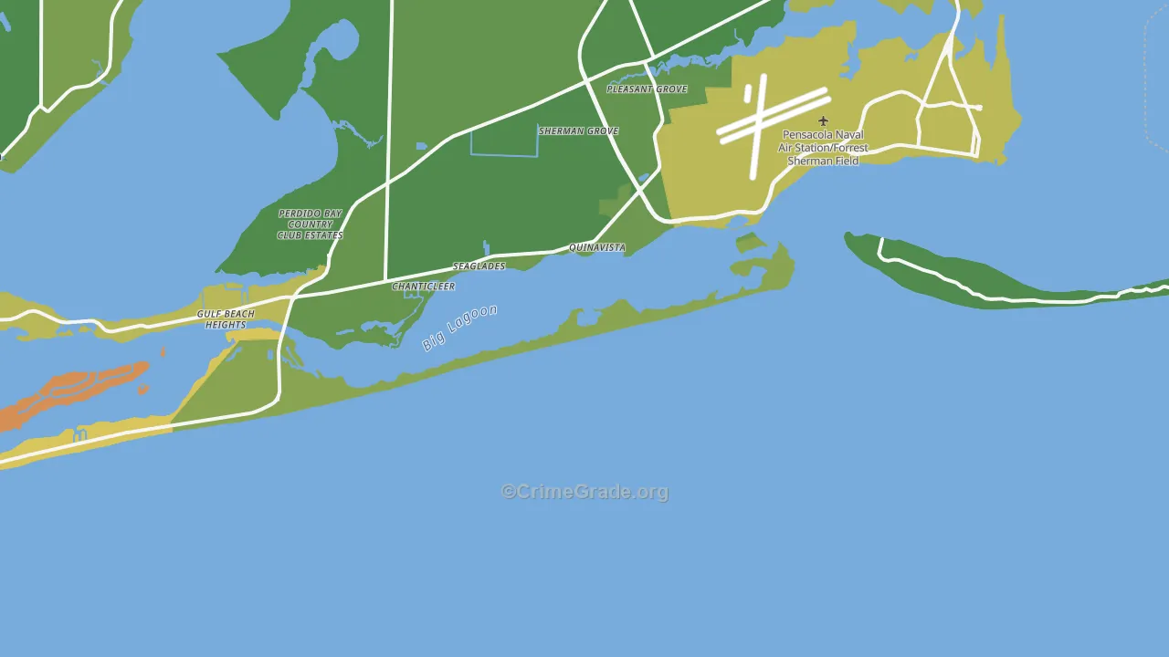 Ocean Springs, FL Map of Vehicle Theft Rates