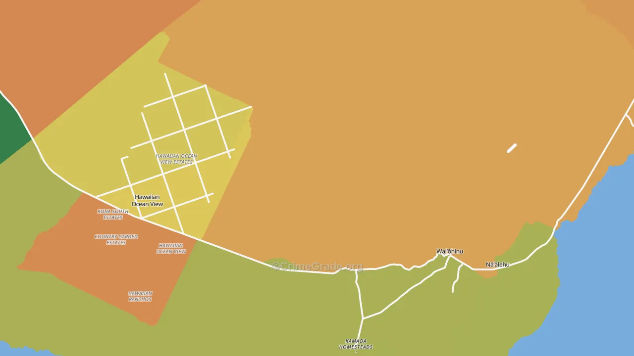Ocean View, HI Map of Vehicle Theft Rates