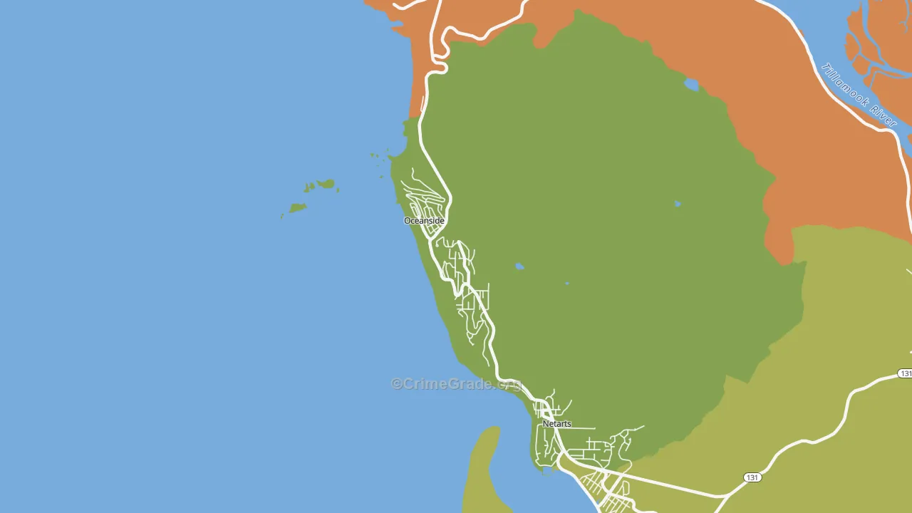 Oceanside, OR Map of Vehicle Theft Rates