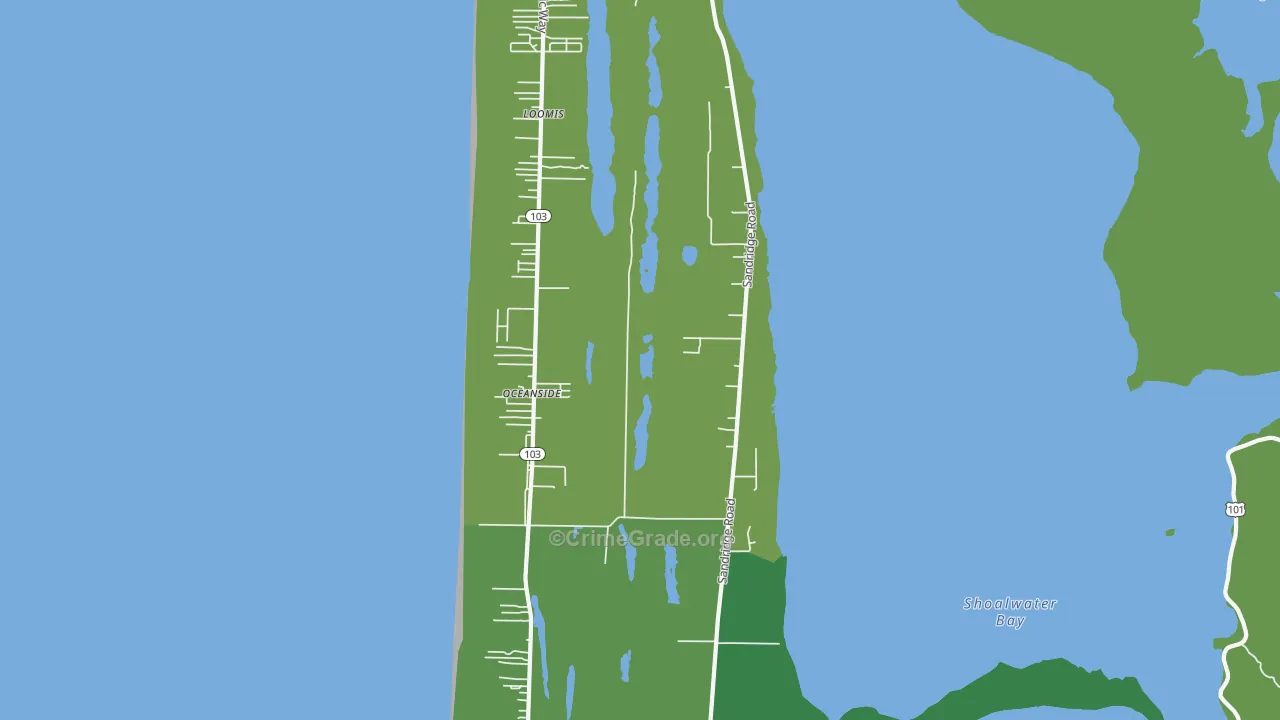 Oceanside, WA Map of Vehicle Theft Rates