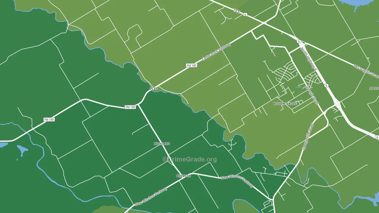 Ocee, TX Map of Vehicle Theft Rates