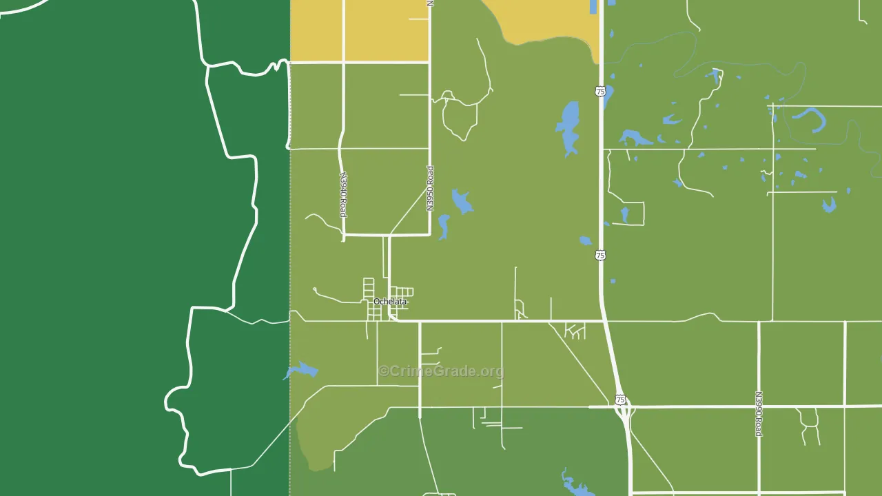 Ochelata, OK Map of Vehicle Theft Rates