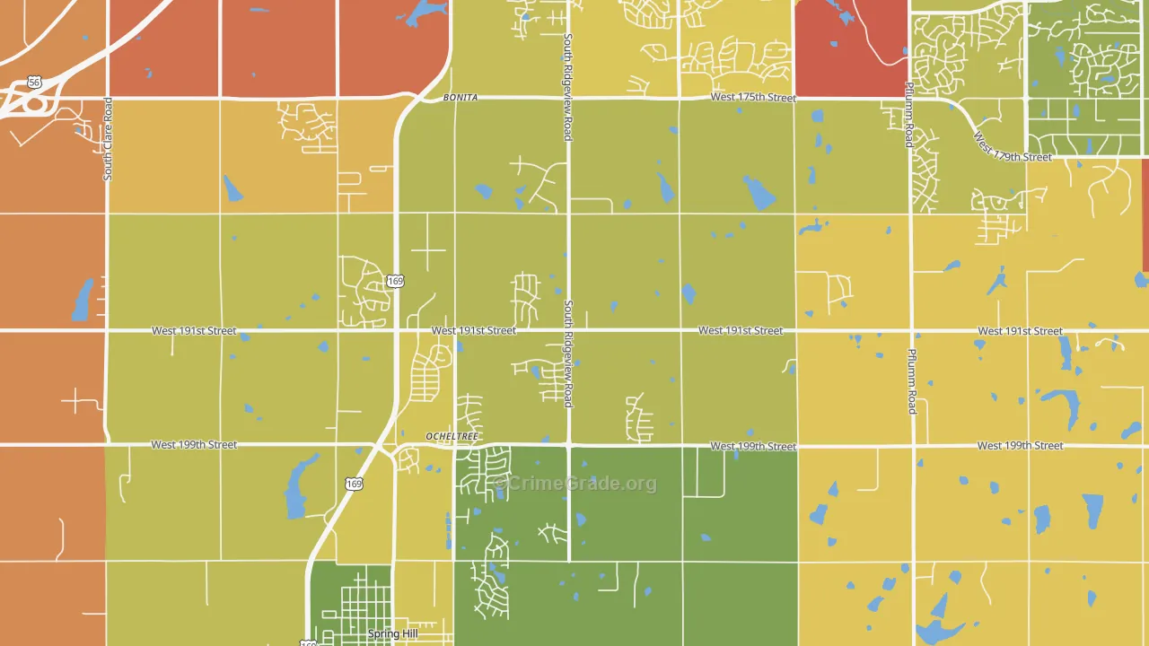 Ocheltree, KS Map of Vehicle Theft Rates