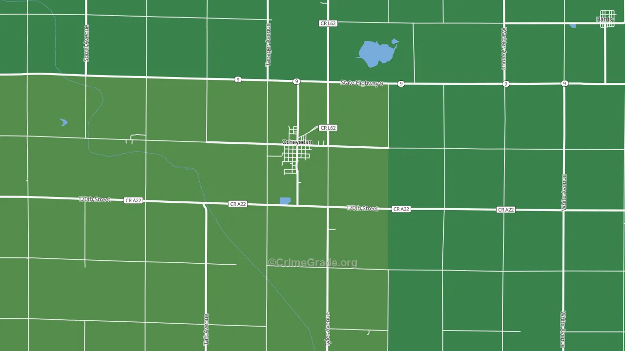 Ocheyedan, IA Map of Vehicle Theft Rates
