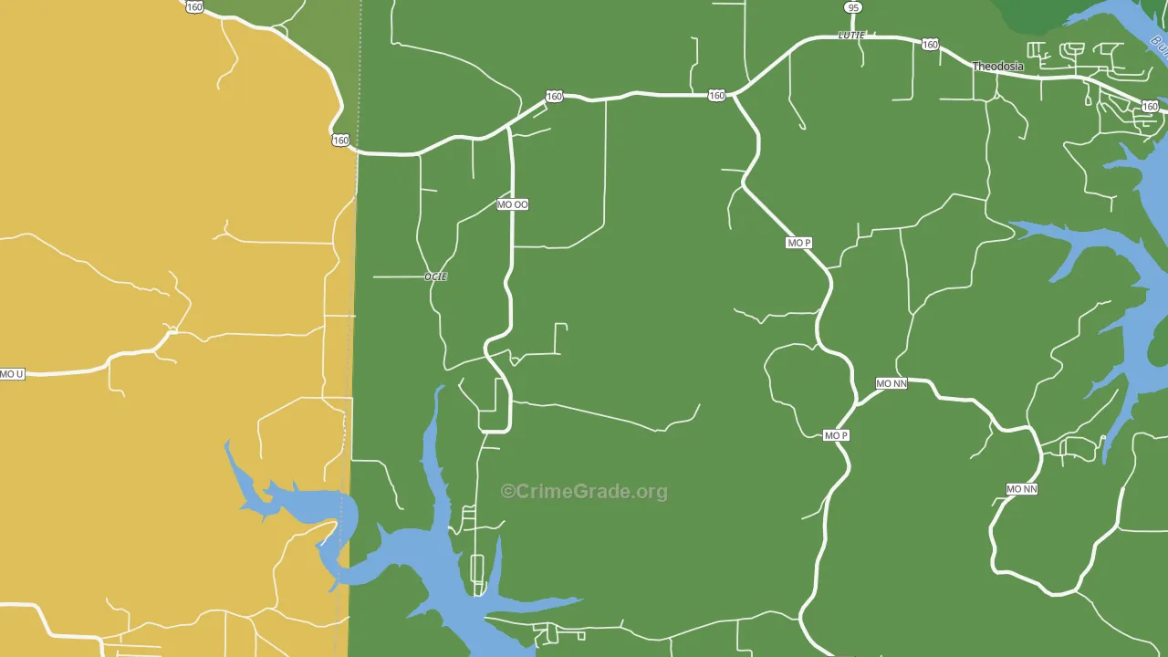 Ocie, MO Map of Vehicle Theft Rates