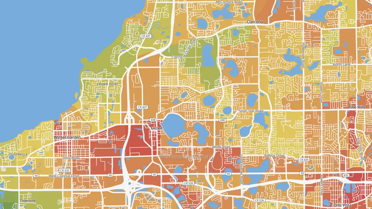 Ocoee, FL Map of Vehicle Theft Rates