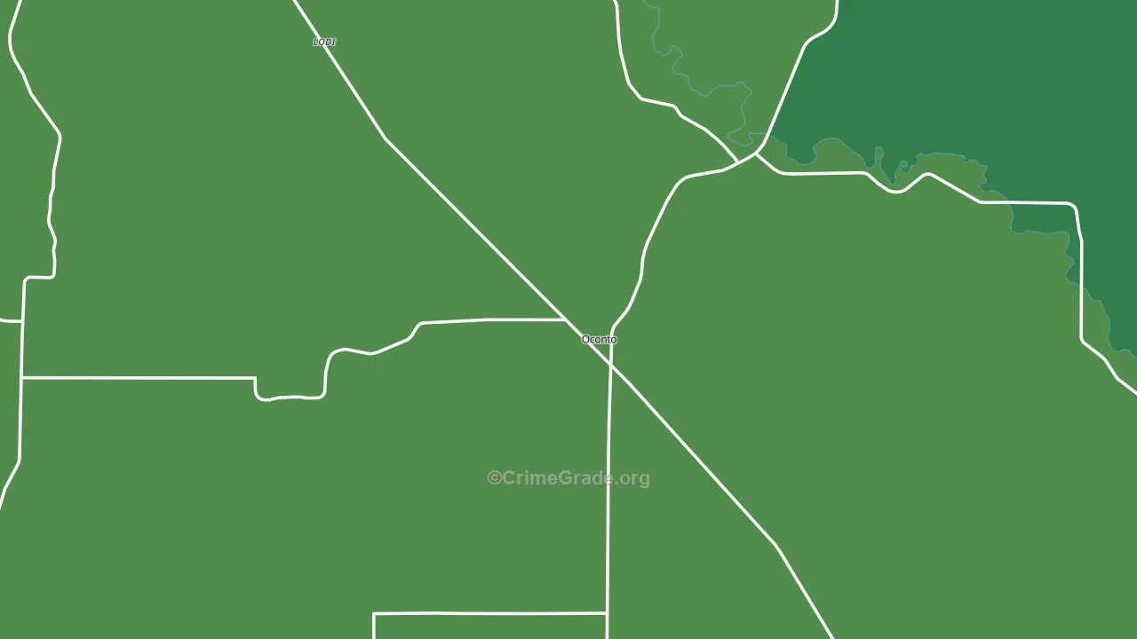Oconto, NE Map of Vehicle Theft Rates