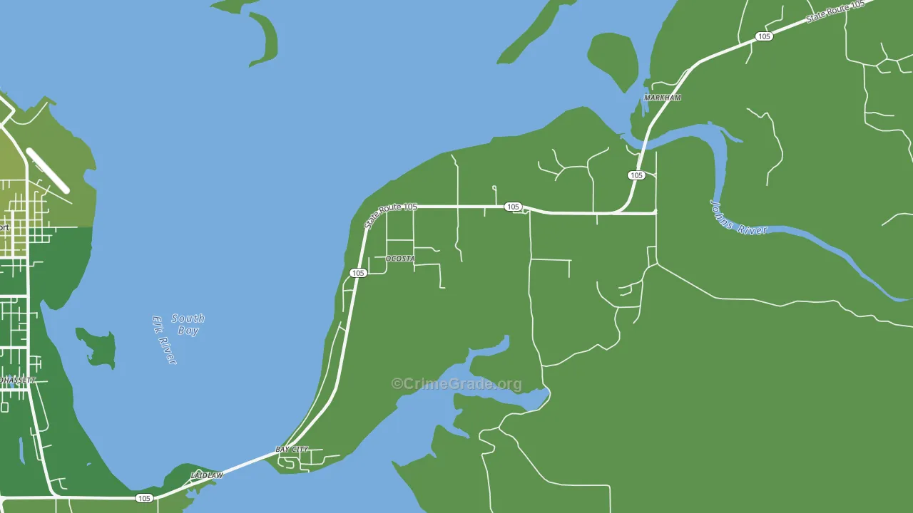 Ocosta, WA Map of Vehicle Theft Rates