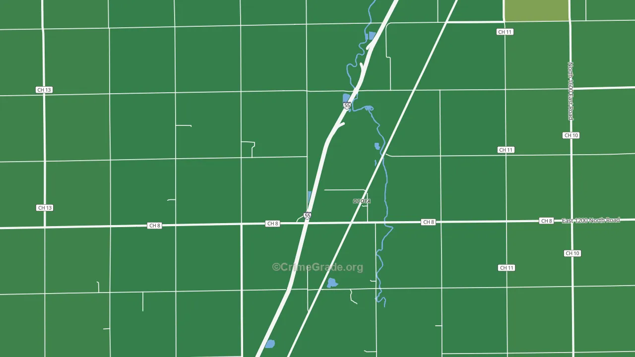 Ocoya, IL Map of Vehicle Theft Rates