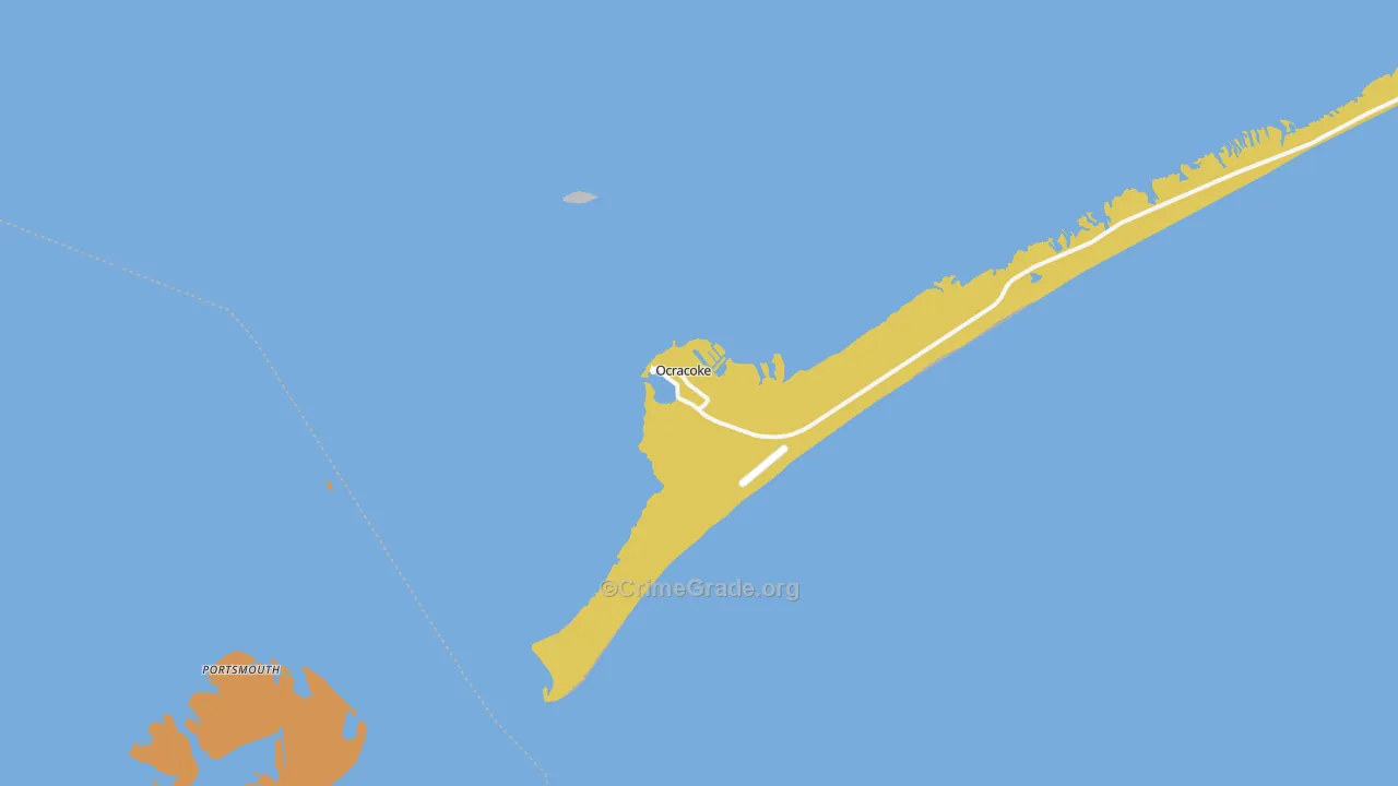 Ocracoke, NC Map of Vehicle Theft Rates