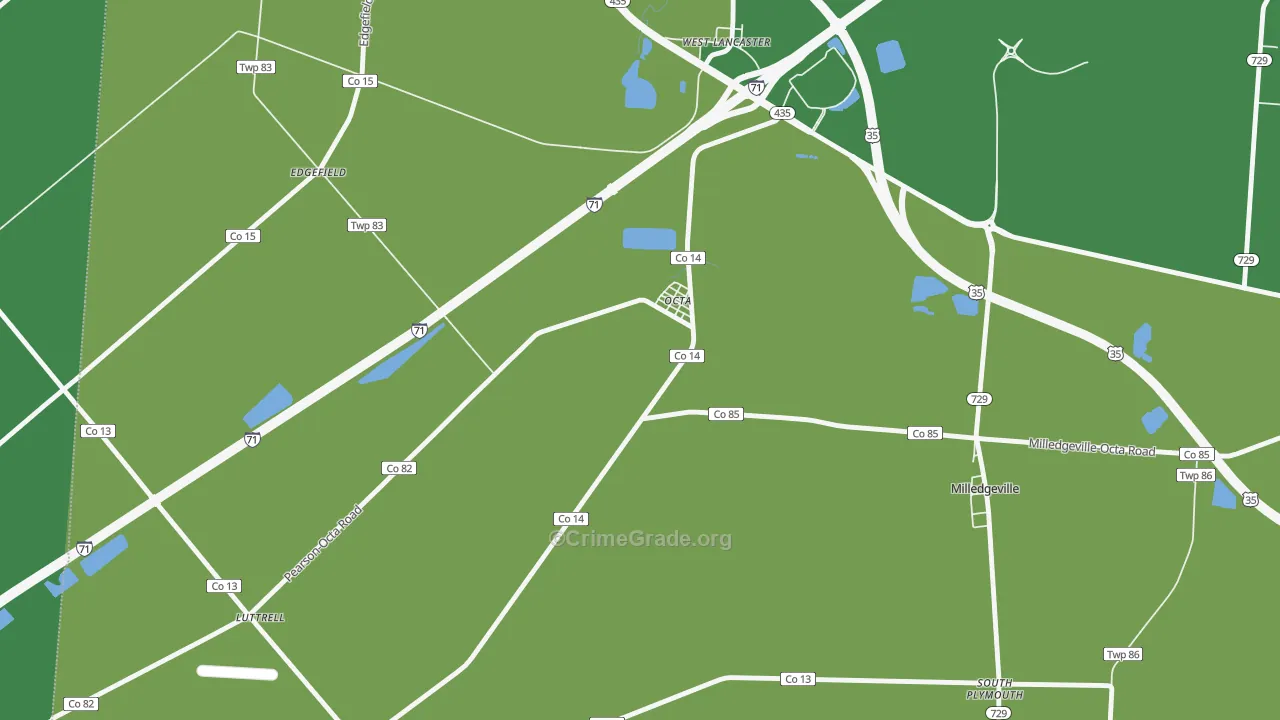 Octa, OH Map of Vehicle Theft Rates