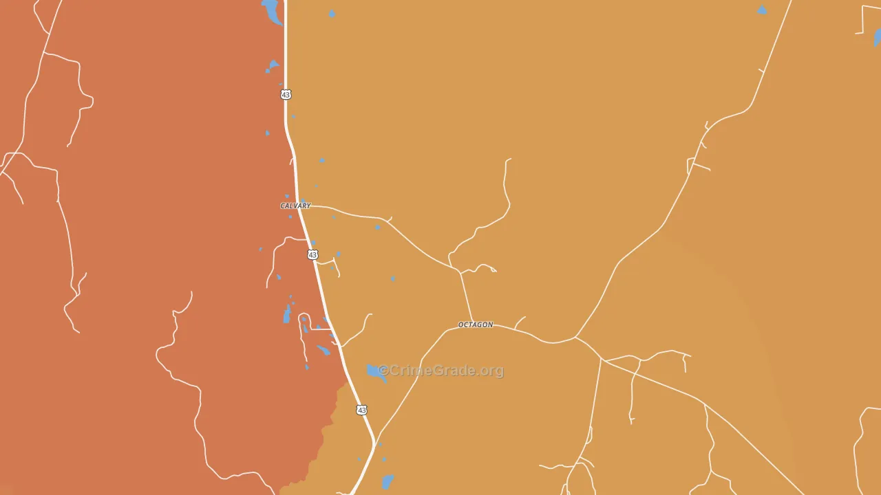 Octagon, AL Map of Vehicle Theft Rates