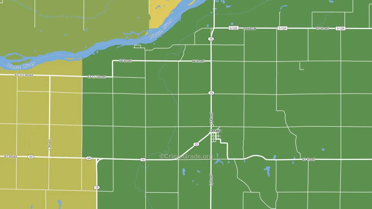 Octavia, NE Map of Vehicle Theft Rates