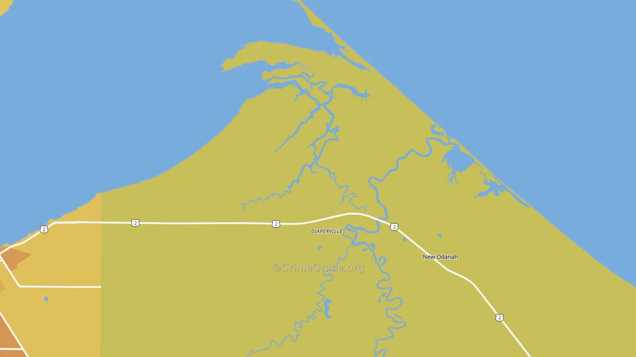 Odanah, WI Map of Vehicle Theft Rates