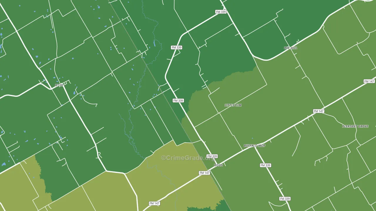 Odds, TX Map of Vehicle Theft Rates